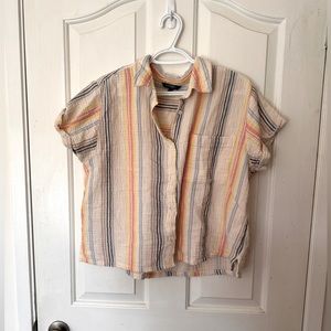 Double gauze cropped button up